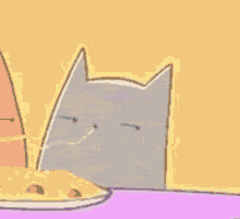 a cat is sleeping next to a plate of food .