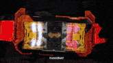 a red and yellow object with the words yamibat written below it
