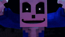 a minecraft character with a skeleton face and a blue cape