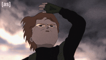 a cartoon of a person with a hand on their forehead with the letters a and s on the bottom