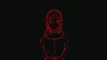 a drawing of a girl with a red light coming out of her eyes .