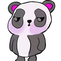 a drawing of a panda bear with a pink nose and ears