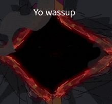 a picture of a hole in a wall with the words yo wassup on the bottom