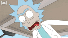 a cartoon of rick from rick and morty with the words [ as ] on the bottom