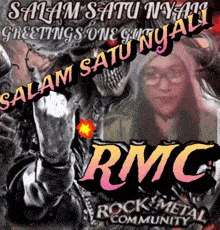 a poster with a skull and a woman and the words rock metal community