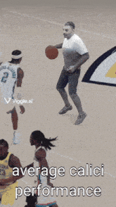 a man playing basketball in front of an oklahoma city thunder logo