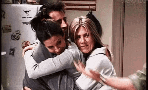 Friends-HD videos-Rachel and her friends reunite by hugging, screaming, and  jumping. S1 E4 03 on Make a GIF