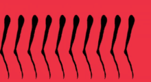 a row of black silhouettes on a rainbow colored background