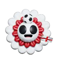 a flower with a smiley face and a soccer ball