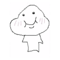 a pixel art drawing of a cloud with a face on it
