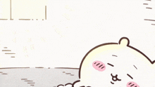 a cartoon drawing of a sheep with a pink nose and eyes