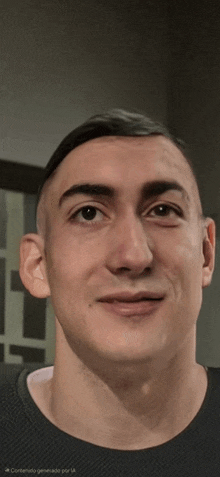 a close up of a man 's face with a caption that says contenido generado por aa