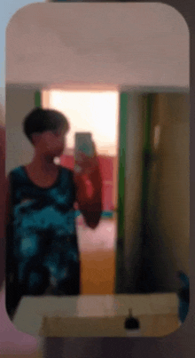 a blurry picture of a person taking a selfie in a mirror
