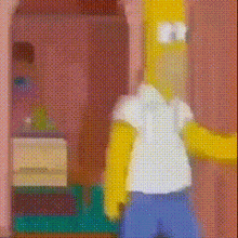 a blurry picture of homer simpson standing in front of a door