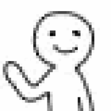 a black and white drawing of a stick figure with a smile on his face .