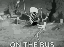 spooky halloween skeleton dance on the bus