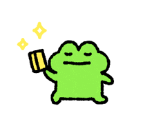 a green frog is holding a yellow object in his hand .