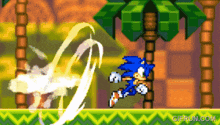 a pixel art of sonic the hedgehog in a video game with gifrun.com at the bottom