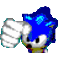 a pixel art of a sonic the hedgehog giving a fist bump