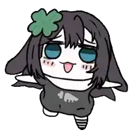 a cartoon drawing of a girl with a green clover in her hair