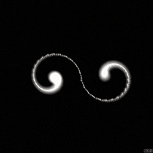a black and white image of a swirl with the letters scgy on the bottom right