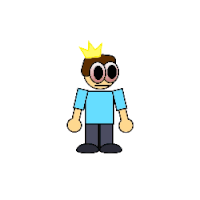a cartoon character with a crown on his head and goggles .