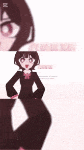 a cartoon girl is standing in front of a sign that says no big deal i 'm n_