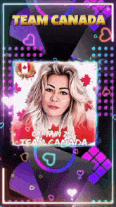a picture of captain zel team canada on a purple background