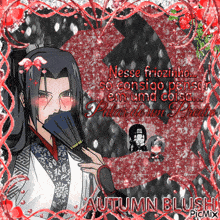 a picture of a man with a fan and autumn blush