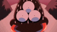 a cartoon drawing of a spider with three eyes