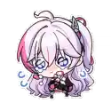 a cartoon of a girl with a ponytail and a cat ear .