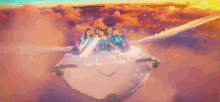 a group of women are riding a roller coaster in the sky
