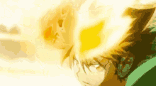 a close up of a person 's head with a yellow glow coming from it