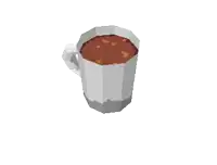 a pixel art drawing of a cup of coffee with a white handle