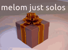 a gift box with a bow and the words " melon just solos " written above it