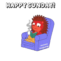 a hedgehog is sitting in a chair reading a book and drinking a cup of coffee