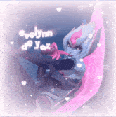 a picture of evelynn de yaz is surrounded by pink hearts