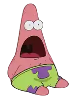 patrick star from spongebob squarepants looks surprised with his mouth open