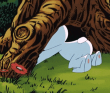 a cartoon drawing of a tree trunk with a flower in it