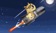 a doge wearing glasses is riding on top of a can of axe deodorant
