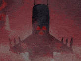 a painting of a man standing in front of a biohazard symbol
