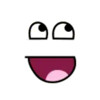 it looks like a cartoon face with a big smile on it .