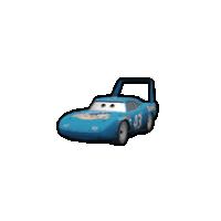 a blue toy car from the movie cars with the number 43 on it .