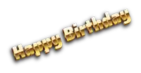 the words happy birthday are written in gold letters