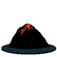 a cartoon illustration of a volcano erupting with flames coming out of it