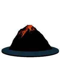a cartoon illustration of a volcano erupting with flames coming out of it