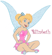 a cartoon of tinkerbell with the name elizabeth written below her