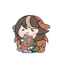 a cartoon drawing of a girl holding a cat