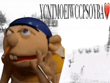 a picture of a cartoon character with the words ycntmoeiwccpsoyba