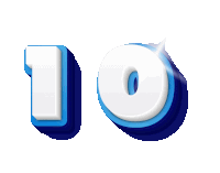 the number 10 is shown in blue and white